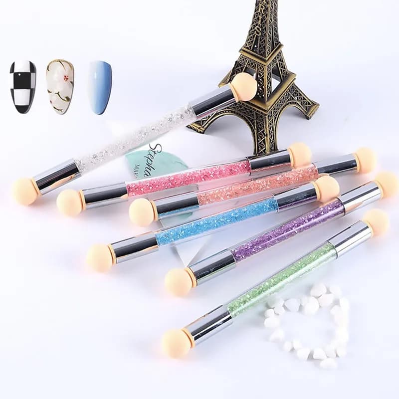 Testine di spugna di ricambio per unghie, pennello per smalto gel, polvere glitterata, punteggiatura, penna colorata per accessori per manicure, strumenti ZJS05