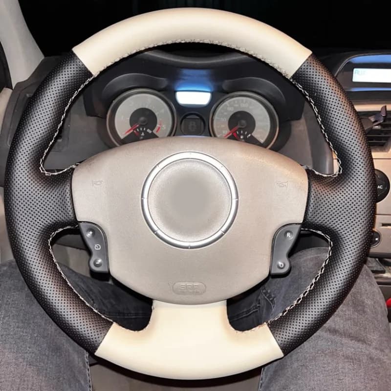 Hand sewn braid on the wheel for Renault Megane 2 2003-2008 Kangoo 2008 Scenic 2 2003-2009 leather flyer cover
