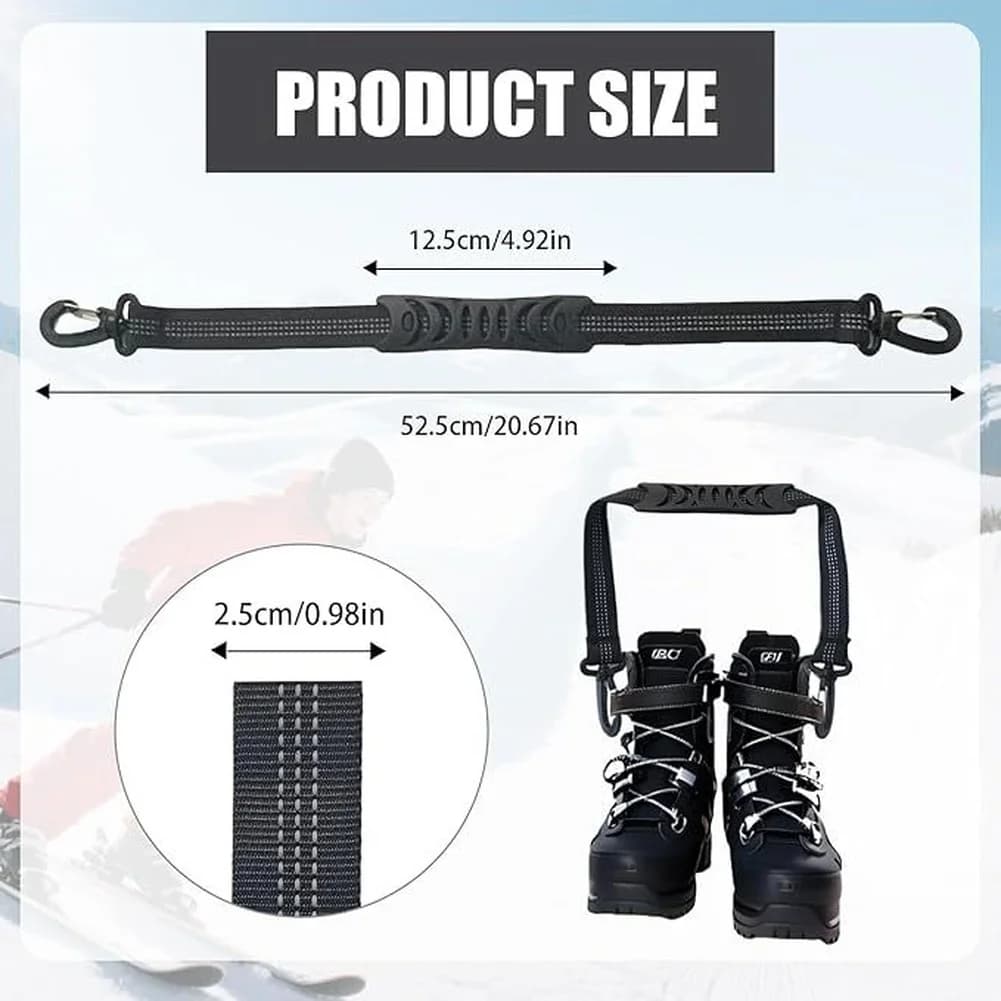 Cinghie per il trasporto di scarponi da sci in nylon resistente, con fibbia girevole a 360 gradi, confezione da 2, per snowboard, pattini in linea e pattini da ghiaccio
