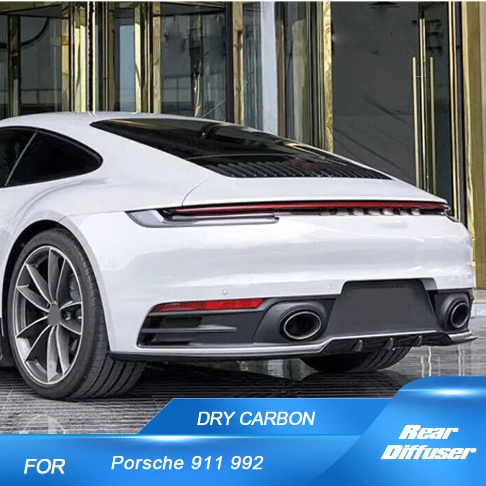 Car Prepreg Dry Carbon Rear Bumper Diffuser Lip Spoiler for Porsche 911 992 2019-2021 Rear Diffuser Lip Apron Body Kit