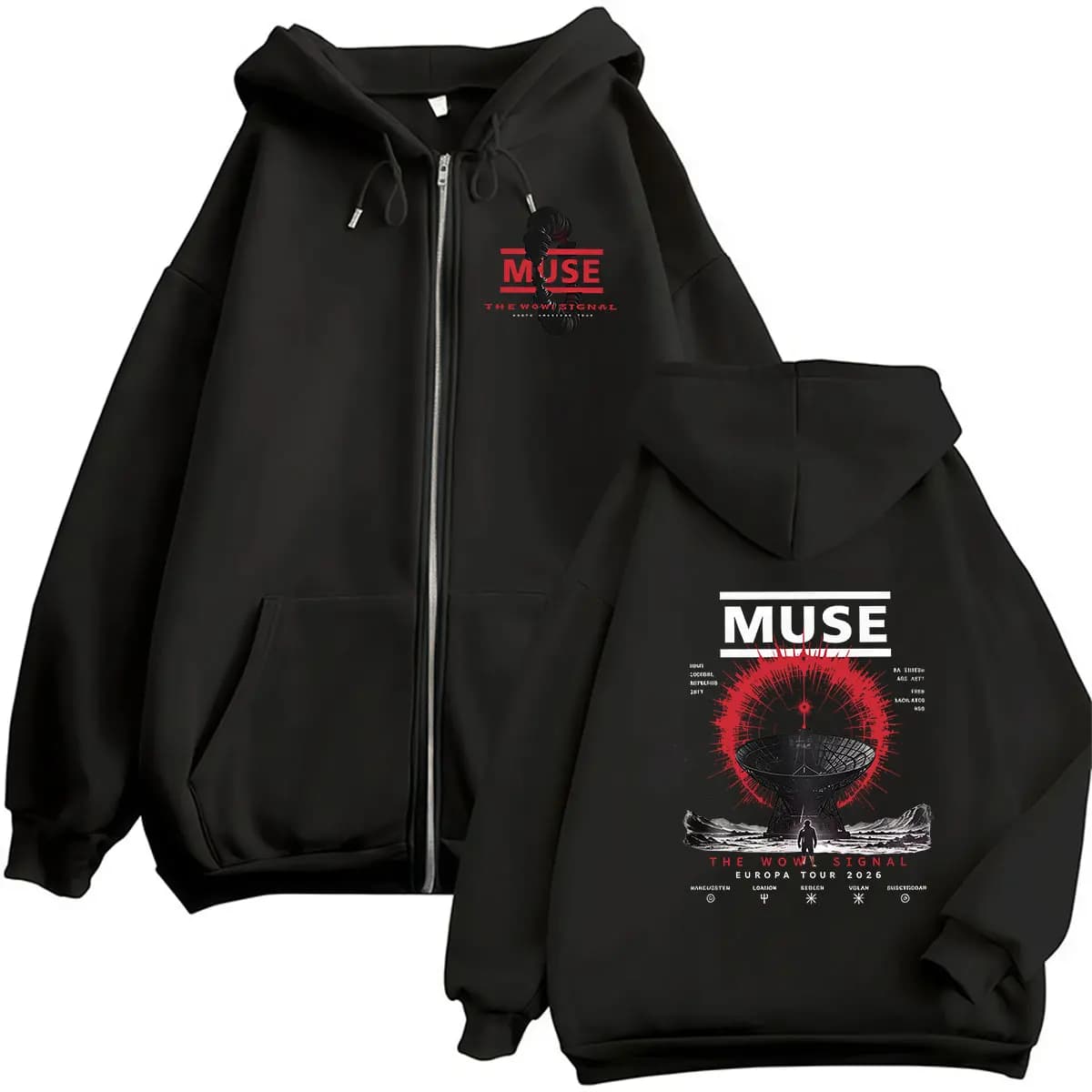 Rock Band MUSE The Wow! Signal Europa Tour 2026 Hoodie Men's Hip Hop Pop Loose Pullover Sweatshirt Retro Long Sleeve Coats Hoody
