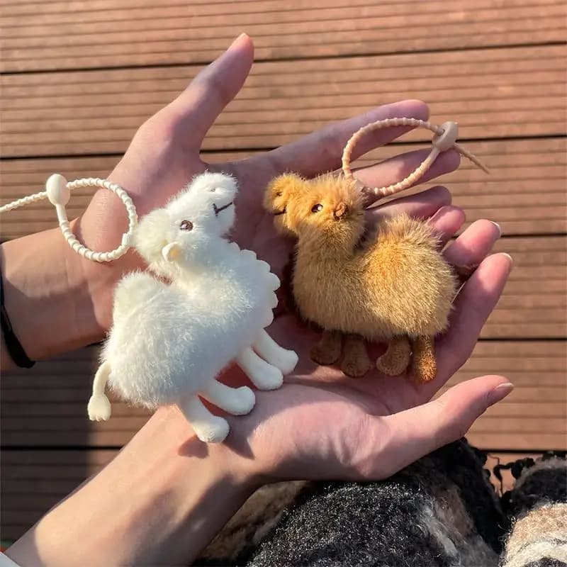 1 Pezzo Mini Portachiavi Peluche Cammello, Simpatico Giocattolo Animale Imbottito, Ciondolo Decorativo per Borsa e Zaino