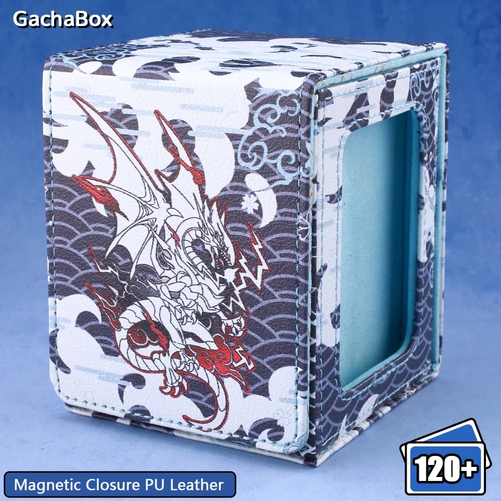 Blue-Eyes White Dragon Card Holder Box, Display Window, contains over 120 cards with sleeves, Magnetic PU for YuGiOh PTCG MTGameCards