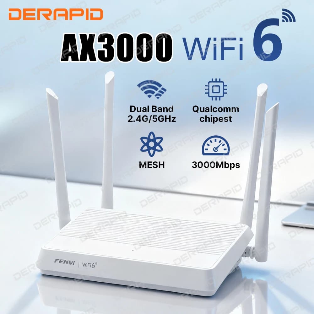 FENVI AX3000 WiFi 6 Mesh Ripetitore Wireless Range Extender 2.4G/5GHz 4 antenne ad alto guadagno Amplificatore di segnale Gigabit per la casa