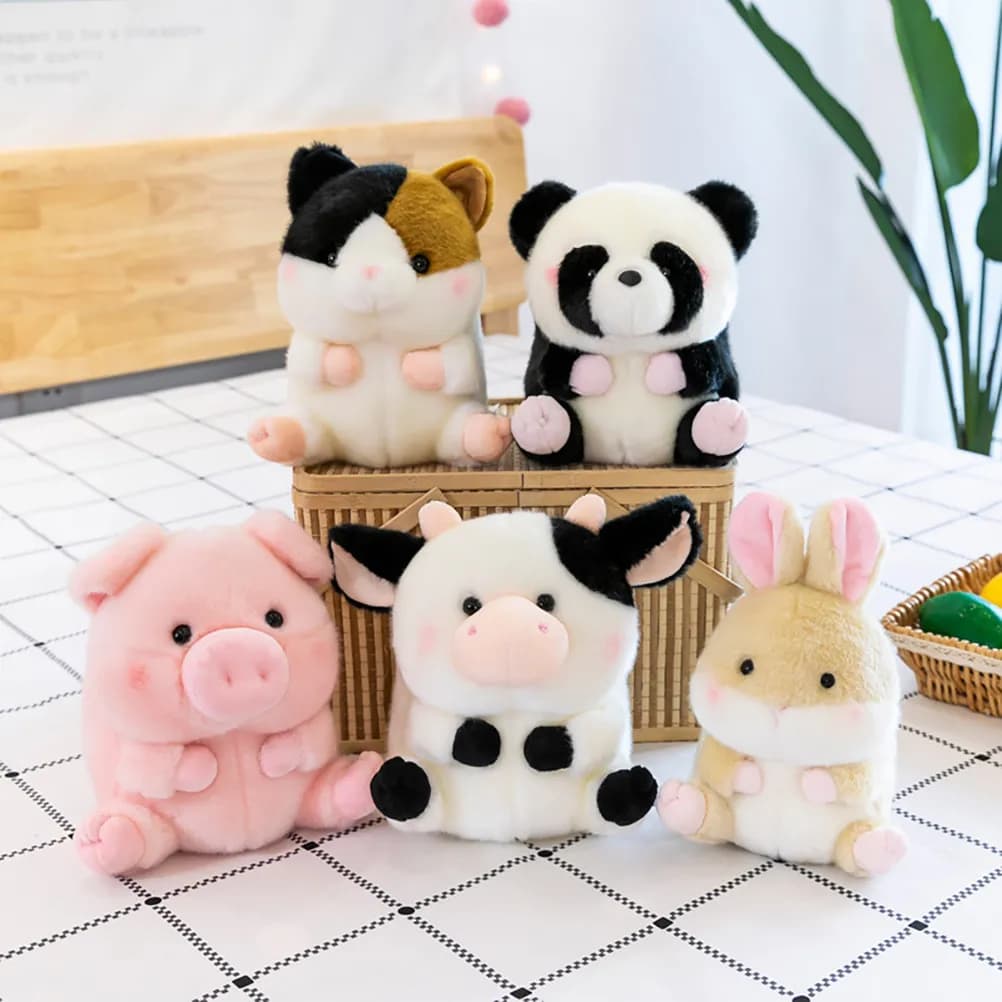 1 Pezzo Peluche a Forma di Mucca Cartone Animato, Morbido Cotone PP, Simpatico Giocattolo per Bambini, Decorazione Casa e Auto, Regalo