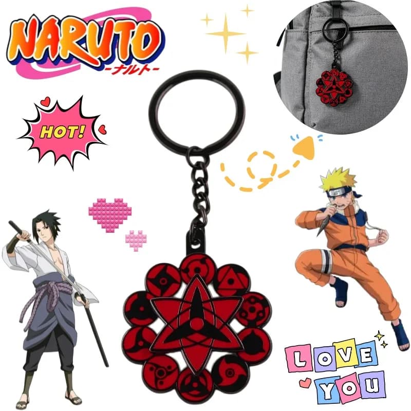 NARUTO Cartoon Creative Recurrent Eye Rotatable Keychain Personalized Anime Peripheral Backpack Decorative Pendant Holiday Gift