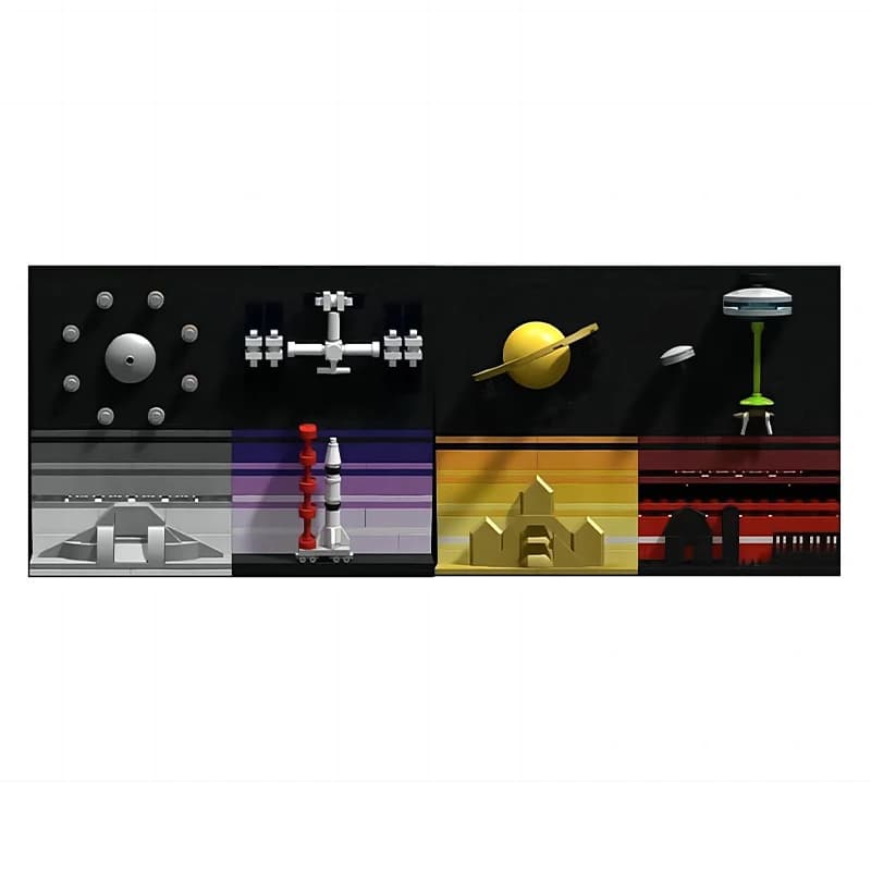 Space Age S Costruzione di piccole particelle Blos Scena di fantascienza Giocattoli Eonal per bambini Pezzo espositivo Costruzione di piastrelle magnetiche...
