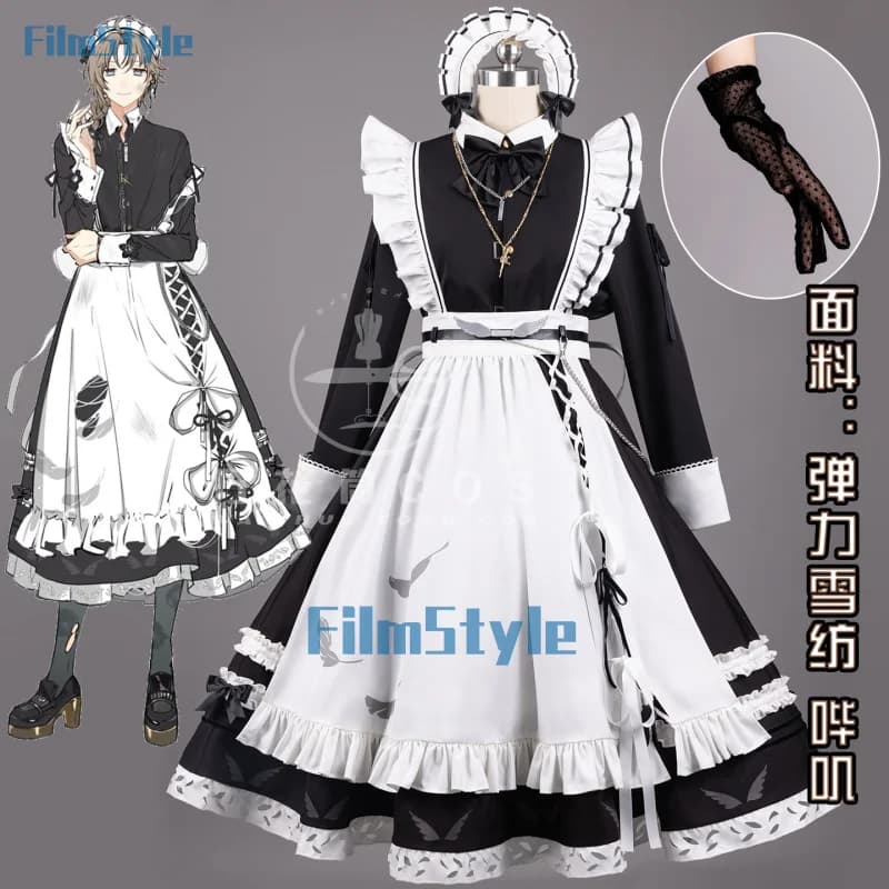NIJISANJI VTuber Kanae Costume Cosplay Uniforme Cameriera Halloween Carnevale Festa di Natale Gioco di ruolo Abbigliamento Abbigliamento per le donne
