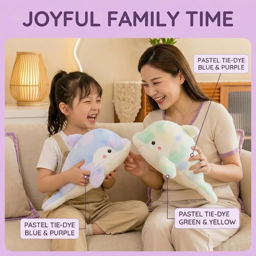 Home Decoration Cartoon Colorful Dolphin Soft PP Cotton Animal Dolphin 25cm Cute Animal Pillow Holiday Gifts