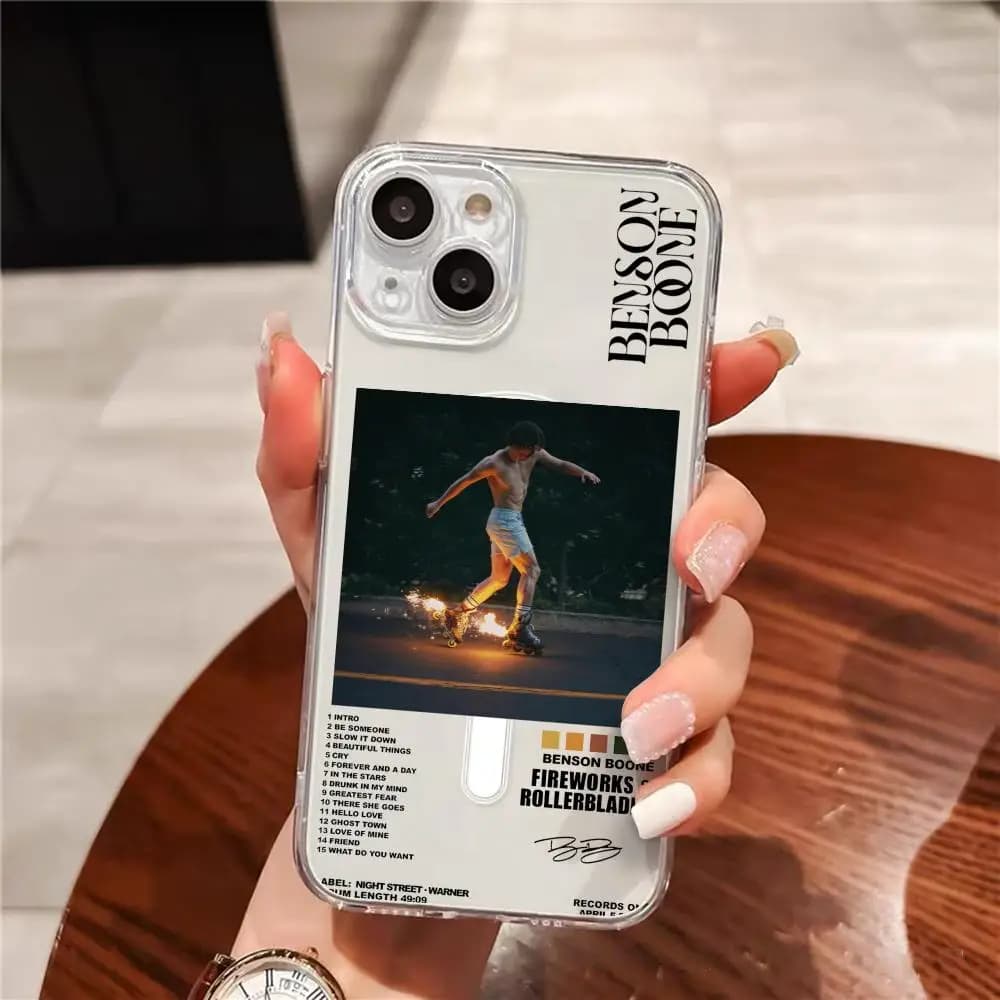Singer B-Benson B-Boone Phone Case For iPhone 17 16 15 14 13 12 Pro Max Plus Magnetic Clear Case Slim Wireless Charging