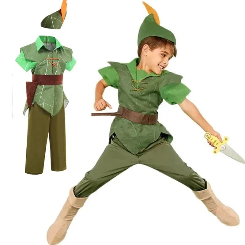 Nuovo costume anime per ragazzi Peter Pan 2025 per pantaloni T-shirt da festa di carnevale Vestito da supereroe ❤ ★ ♥ ♡