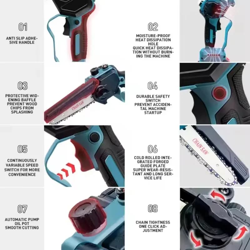 DTWA1-0030 + A2-0058 Rechargeable electric shears with extended handle High pruning shears Portable chain saws set with long handle