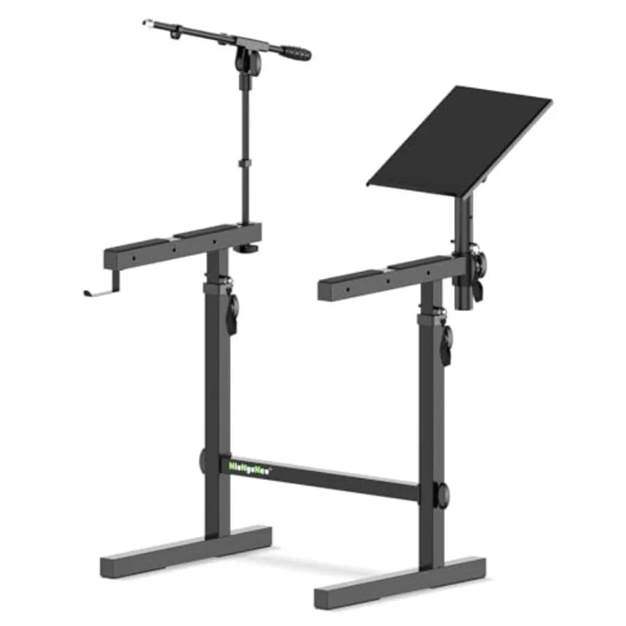 Supporto Multifunzionale per Tastiera, Robusto Supporto per Pianoforte con Supporto per Microfono e Supporto per Laptop