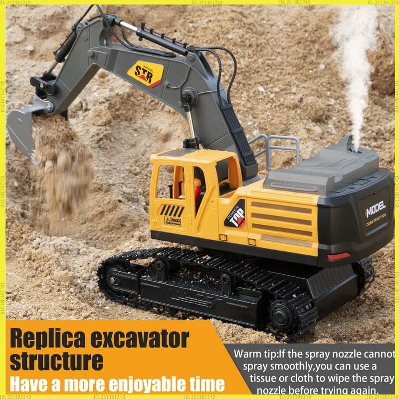 Alloy RC Excavator spray Fog 14CH Remote Control Engineering Car With light Electric Construction Rc Car Toy Kids Birthday Gift