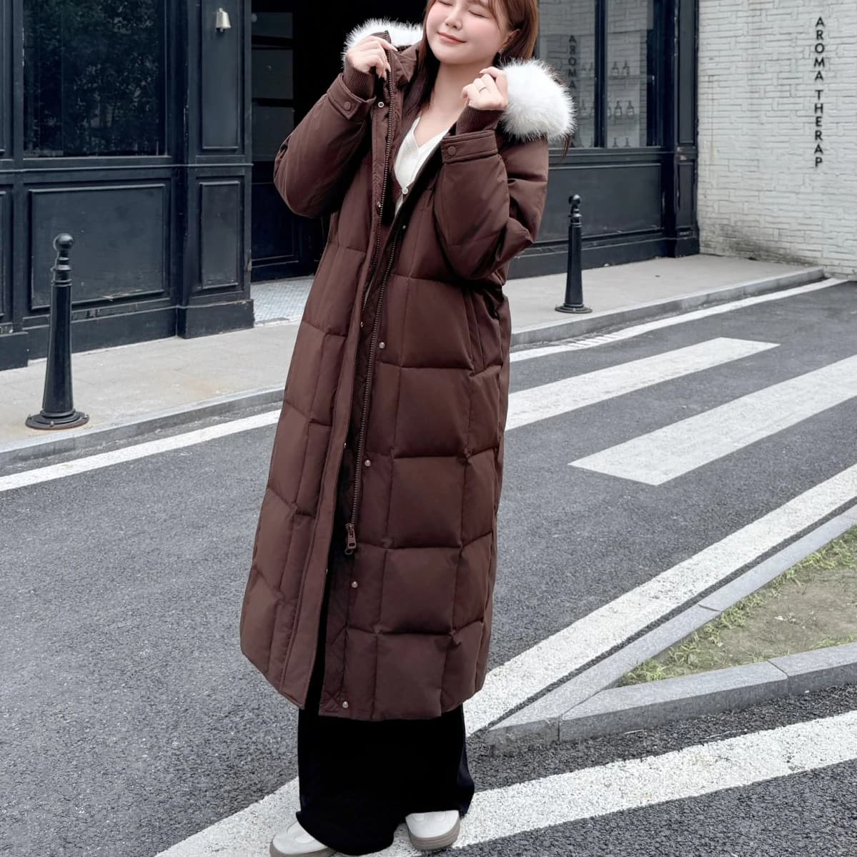 XXXXL Fashion Plus Size Woman 90 White Duvet Premium Pendolarism Long winter down jacket with large fur collar 9039