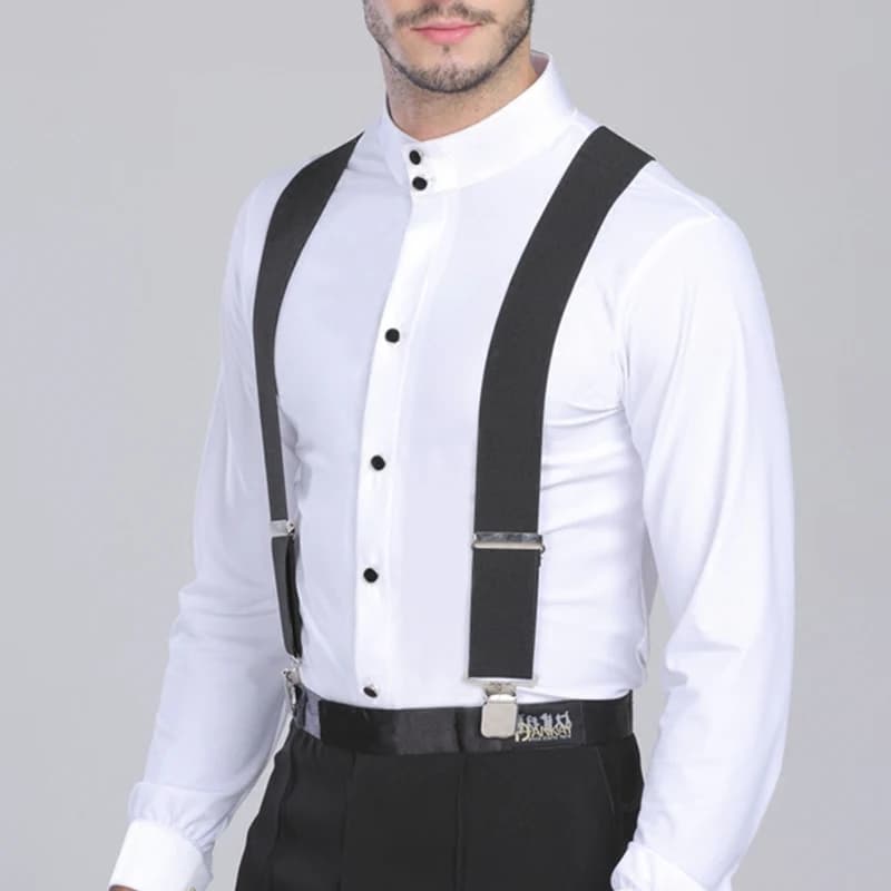 Large size resistant braces for men working outdoor 2 inches wide X back 4 clips resistant adjustable elastic straps for pants