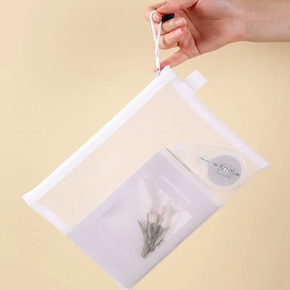 Borse per trucco cosmetico Cartelle di file Custodia Organizzatore di carta Cartella di archivio Cartella di documenti Borsa di stoccaggio Organizzatore di file con cerniera in rete
