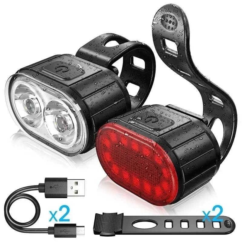 BUCKLOS Set di luci per bici Luce posteriore ricaricabile Lampada frontale Faro da equitazione impermeabile USB Fanale posteriore MTB Led 1PC Parti di ciclismo