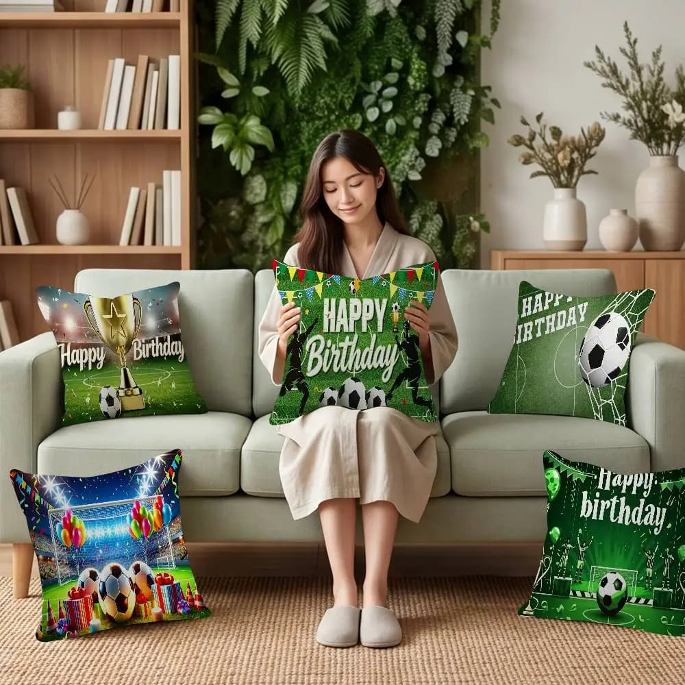 Football Boy Birthday Pillow Cushion Cover Pillowcase Living Room Sofa Home decorative pillowcase