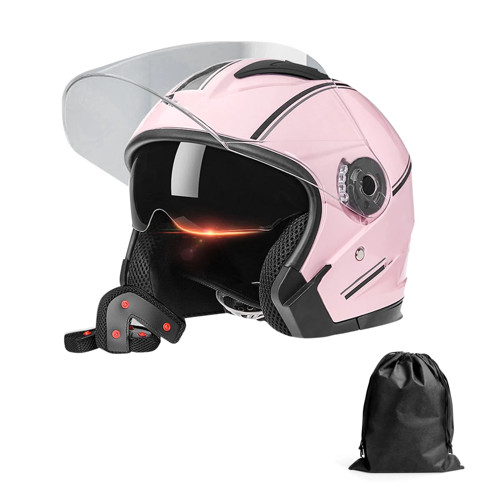 3/4 Open Face Motorcycle Helmets Dual Visors Men s and Women s Motorbike Half Helmet For Moped Cruiser Motorcycle Helmets