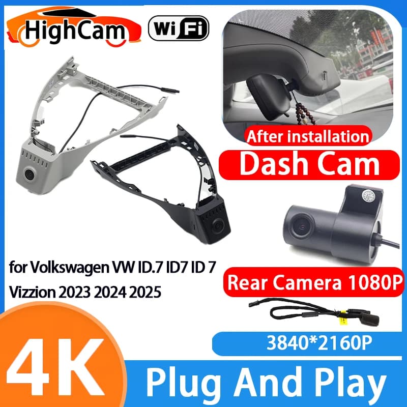 HighCam for Volkswagen VW ID.7 ID7 ID 7 Vizzion 2023 2024 2025 4K Wifi OEM Car DVR Video Recorder Dash Cam Front Rear Camera
