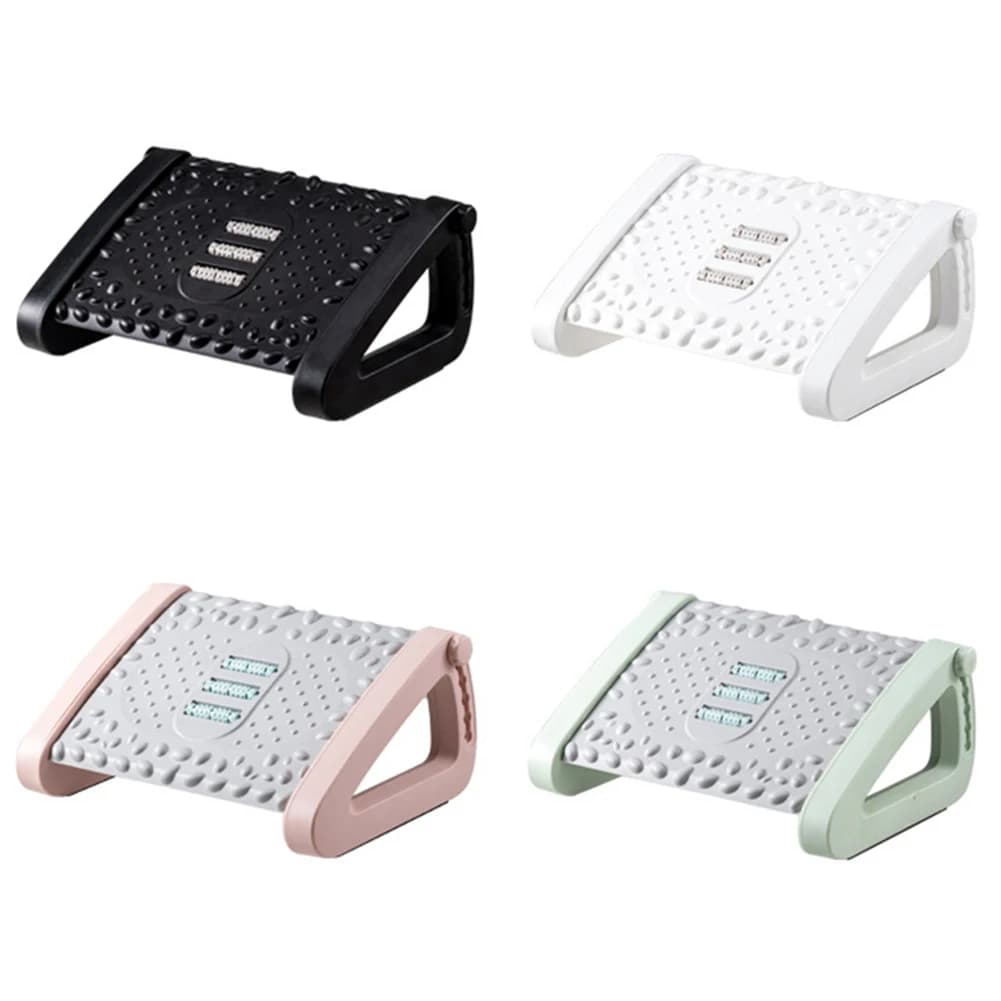 Plastic Footrest Stool Adjustable Foot Stepping Platform with Rollers Foot Resting Stool Comfortable Massage Pad for Gaming