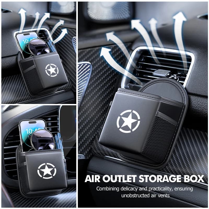 For Jeep Car Air Vent Outlet Organizer Storage Bag Phone Case Box Holder Pocket Patriot Renegade Wrangler JK JL Liberty