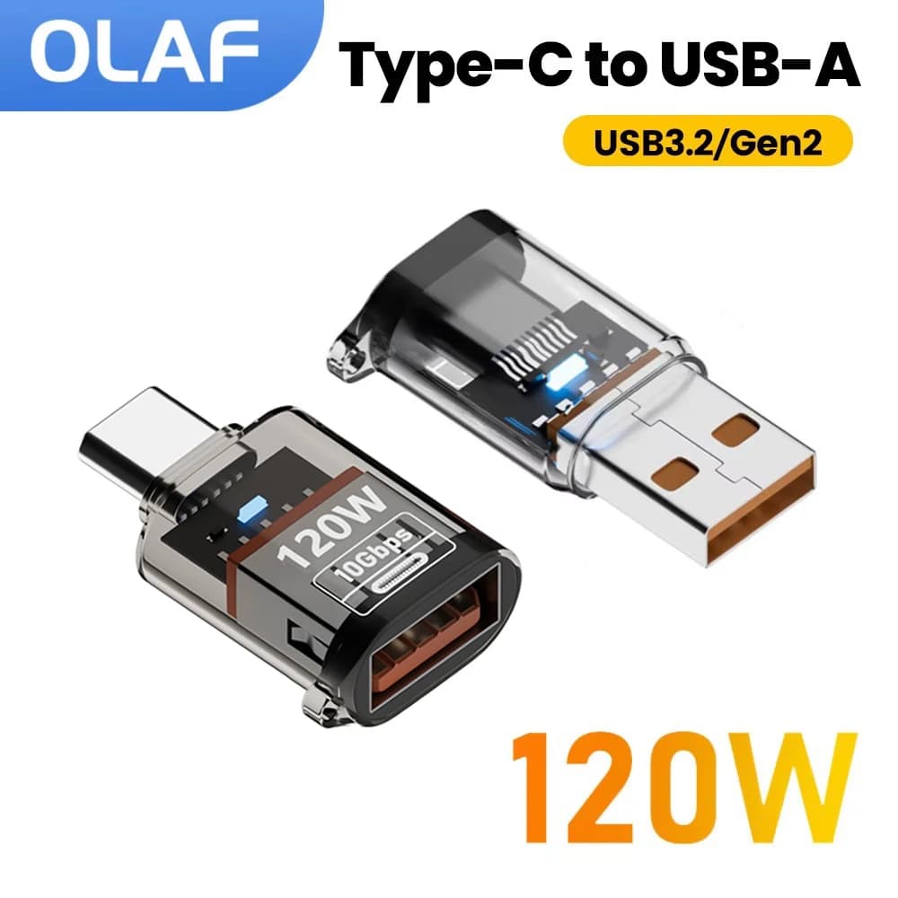 Olaf 120W Type C A USB A OTG Adapter USB 3.2 to Type C Fast Charging Connector For iPhone 15 16 MacBook iPad Huawei P60Xiaomi