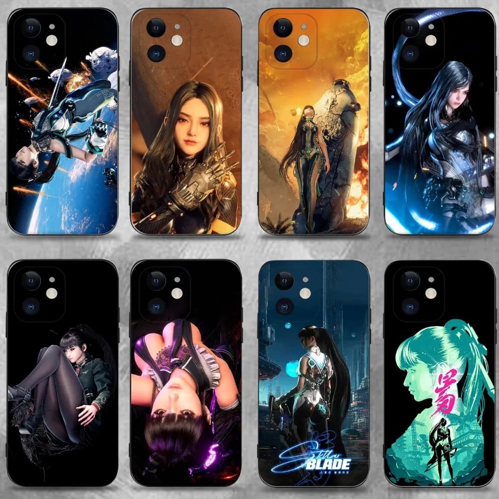 S-Stellar B-Blade E-Eve Phone Case for iPhone 16,15,14,13,12,11 Plus,Pro Max, XS, X, XR, SE, Mini, 8.7, Black Silicone Cover