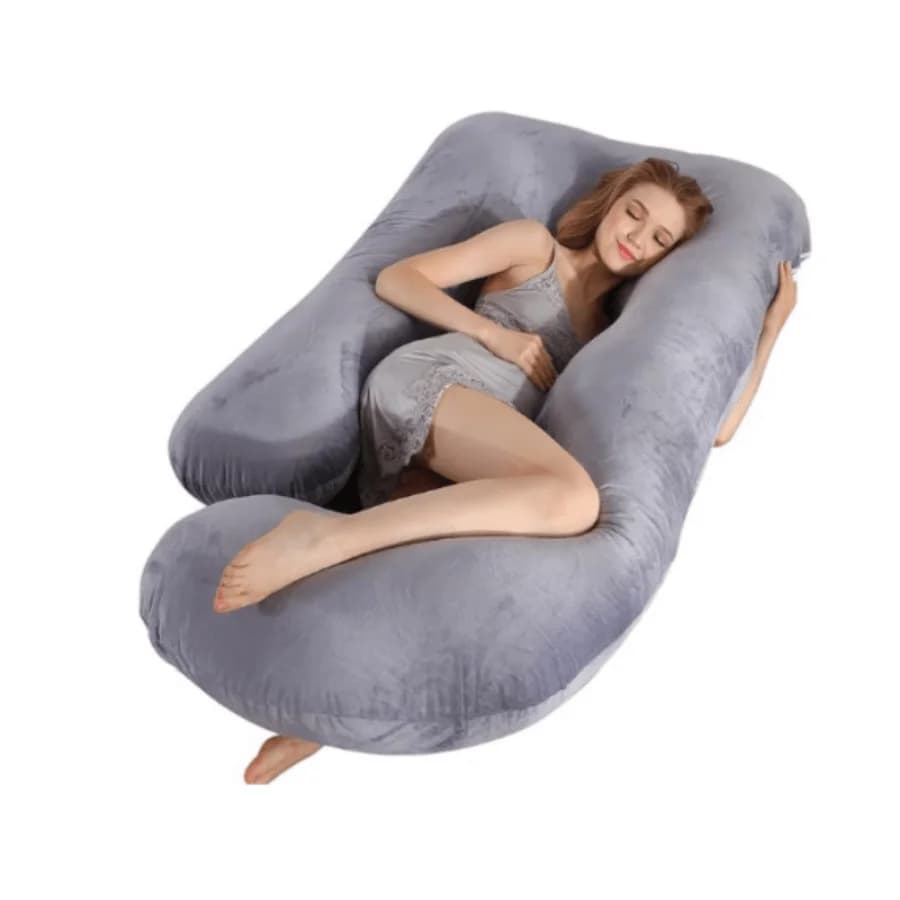 J-Shaped Velvet Maternity Full Body Pillow for Pregnant Women