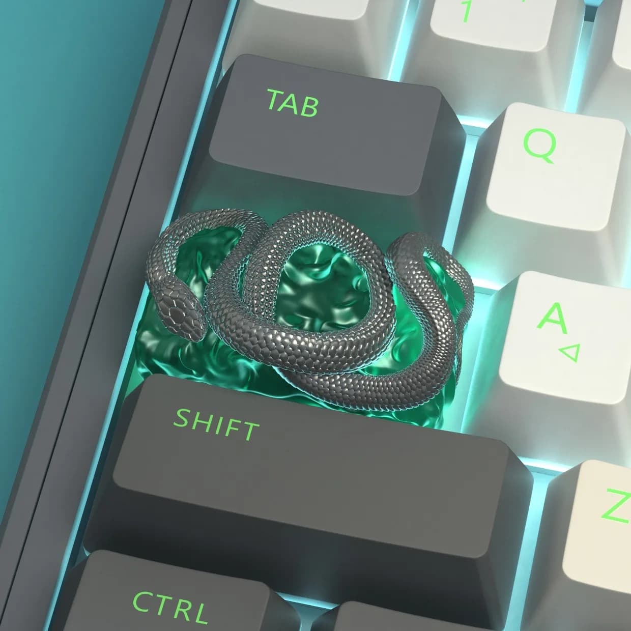 Mythical Serpent 1.75u Resin Artisan Keycap - Chiave di blocco con cappucci 3D per tastiere meccaniche MX (regalo per lui)