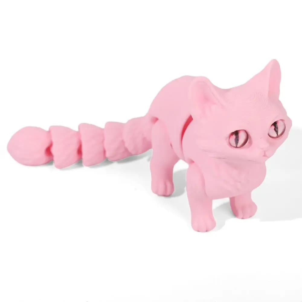 Big Eyes 3D Printed Cat Model Plastic Material Realistic Design Articulated Cats Creative Sculpture Cute Style Cute Cat Figure