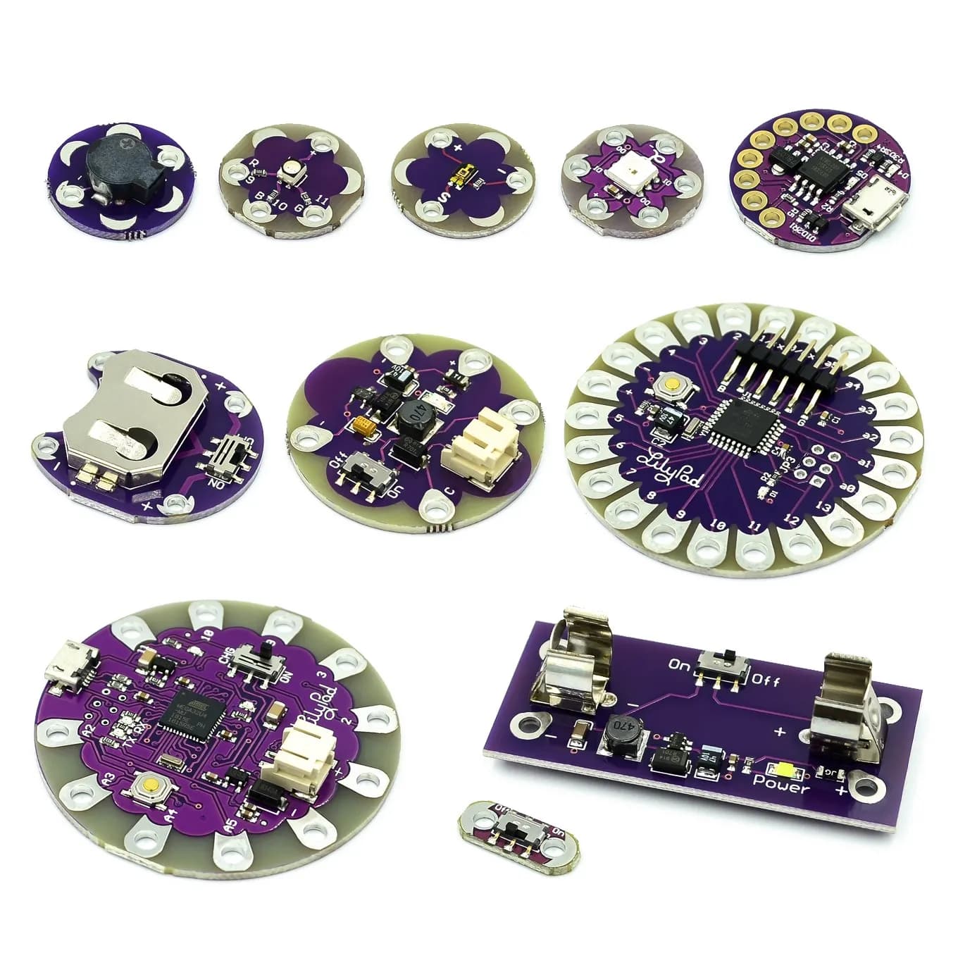 ATmega32U4 ATMEGA328P LilyPad 328 per Arduino Kit fai da te Micro USB ATtiny85 LilyTiny Main Board Buzzer WS2812 RGB CR2032 TEMT6000