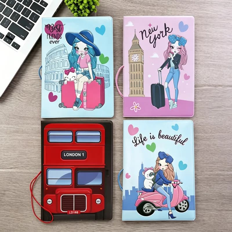 London Bus PVC Passport Holder Ticket Passport Covers Travel Passport Protective Cover ID Credit Card Holder Travel Accessories