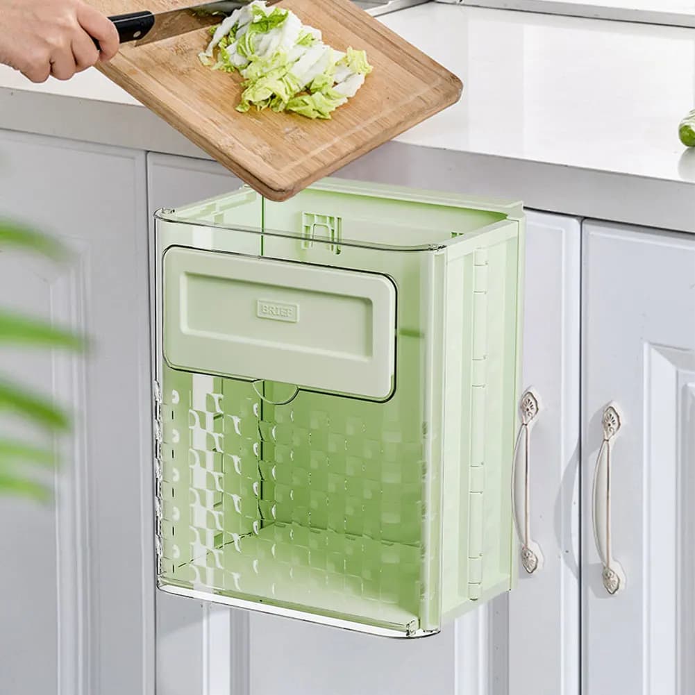 10L Foldable Hanging Trash Can Large Capacity Hanging Collapsible Trash Can Folding Garbage Basket for Cabinets Bathroom