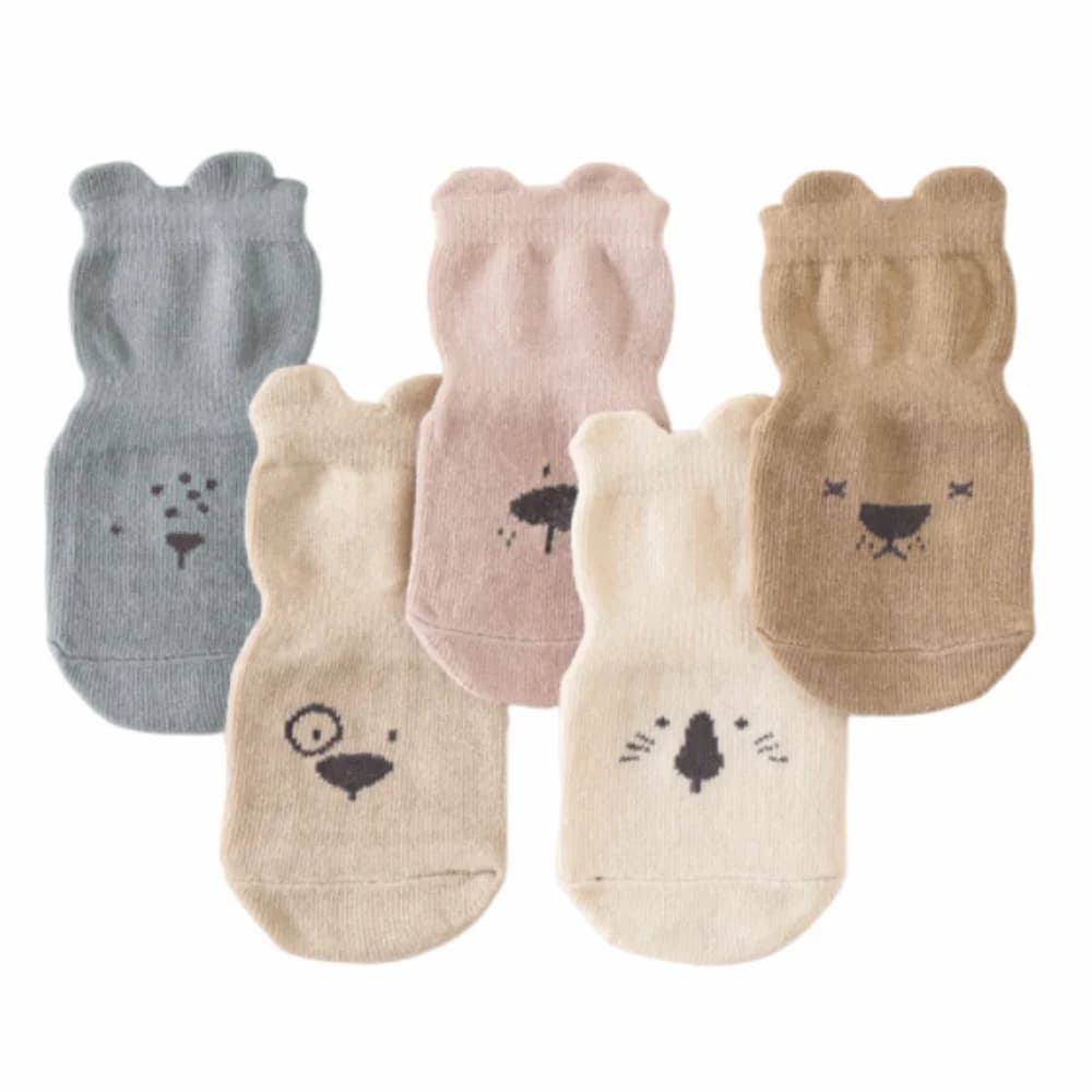 5 paia di calzini da passeggio calzini antiscivolo da pavimento per bambini calzini traspiranti carini per bambini calzini morbidi in cotone per neonati alla moda per uso interno