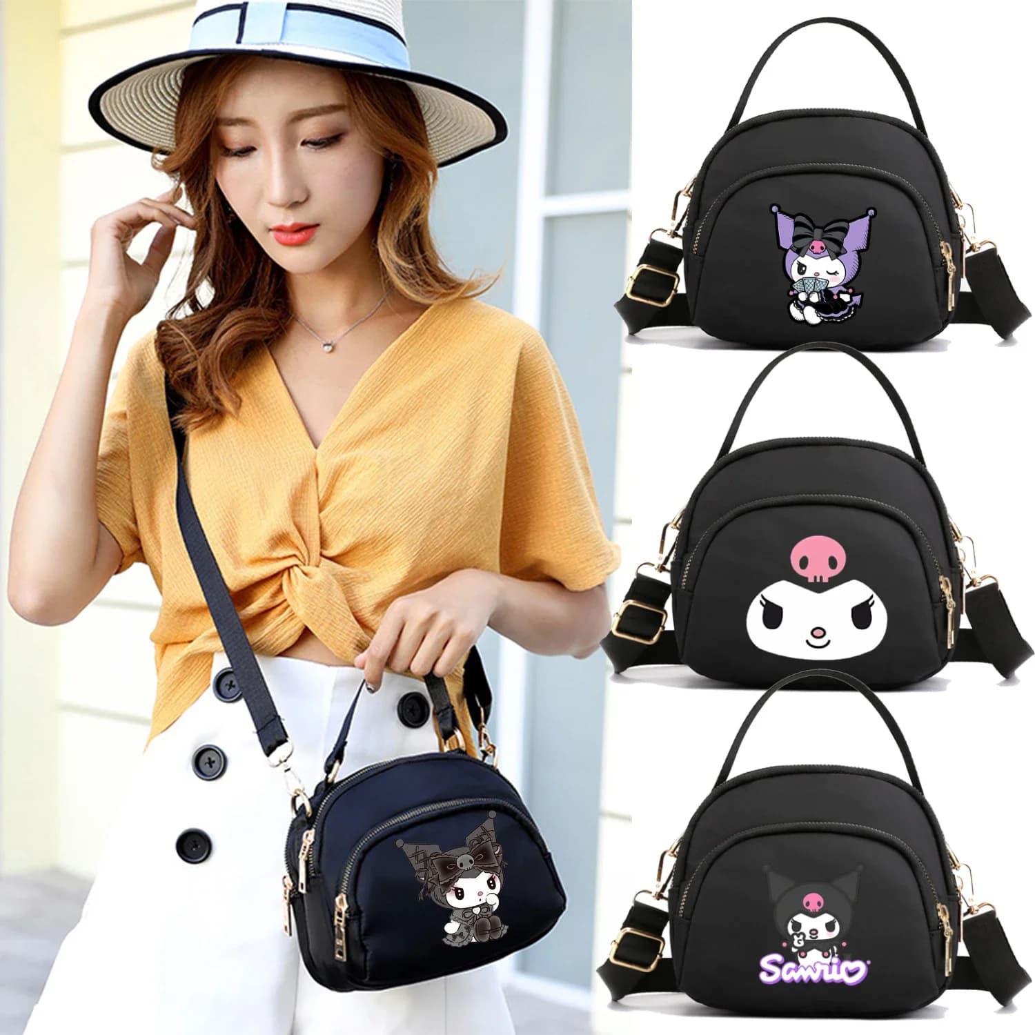 Nuova Borsa a Tracolla Kuromi per Donne, Borse con Stampe Cartoon Kawaii, Borse Moda Y2K, Borsa a Spalla per Ragazze, Borsetta da Donna, Regalo di Compleanno