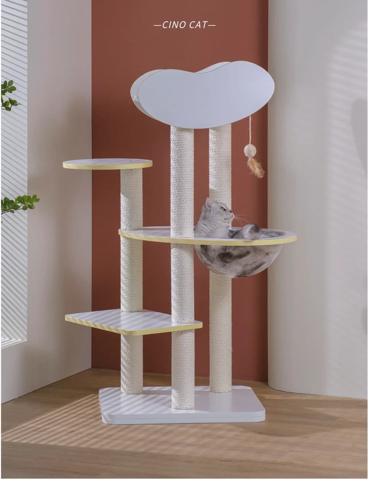 Struttura da arrampicata per gatti in legno massello Nest Tree Scaffale integrato senza vernice Giocattolo estivo per gatti