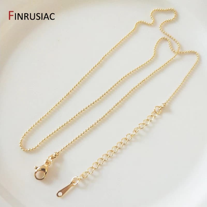 Catena di perline placcate oro 14K per la creazione di gioielli catena regolabile di moda semplice da 50cm per accessori per collana con ciondolo fai da te