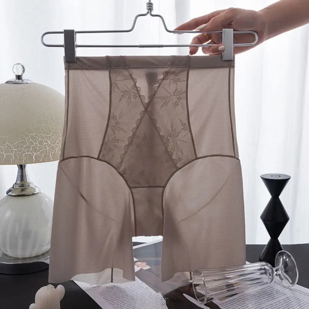 Mutandine ultrasottili in seta di ghiaccio a vita alta trasparenti senza cuciture Shapewear da donna Pantaloncini modellanti per il controllo della pancia Intimo estivo