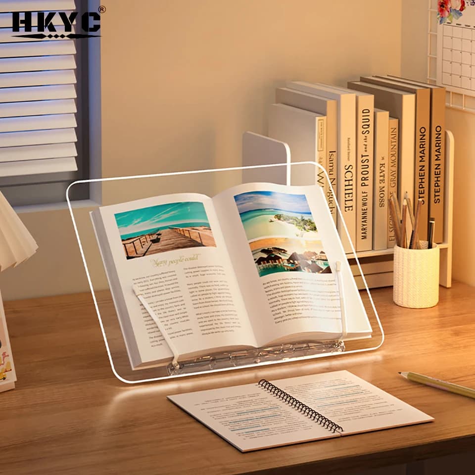HKYC supporto per libri trasparente con 13 supporto per libri di cucina portatile regolabile in altezza supporto per libri di lettura per Tablet portatile Macbook iPad