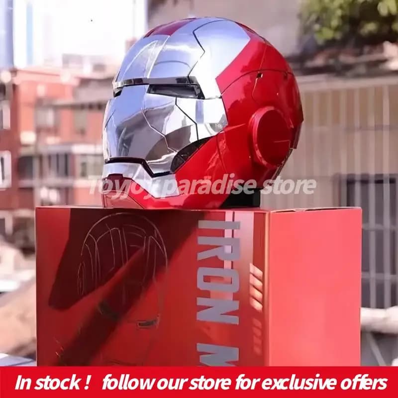 Casco Iron Man 1:1 Nuovo Modello Mk50 Mk5 Avengers War con Voce in Inglese, Giocattolo Elettrico con Apertura e Chiusura Telecomandata per Giochi di Ruolo