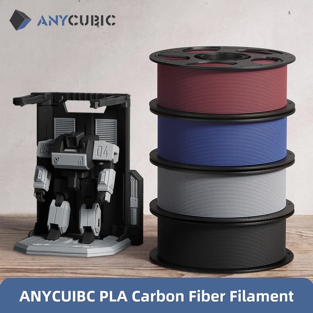 PLA Carbon Filament ANYCUIBC PLA-CF 1KG for 3D Printer, Opaca Texture, High Strength Plastic for 3D Printing