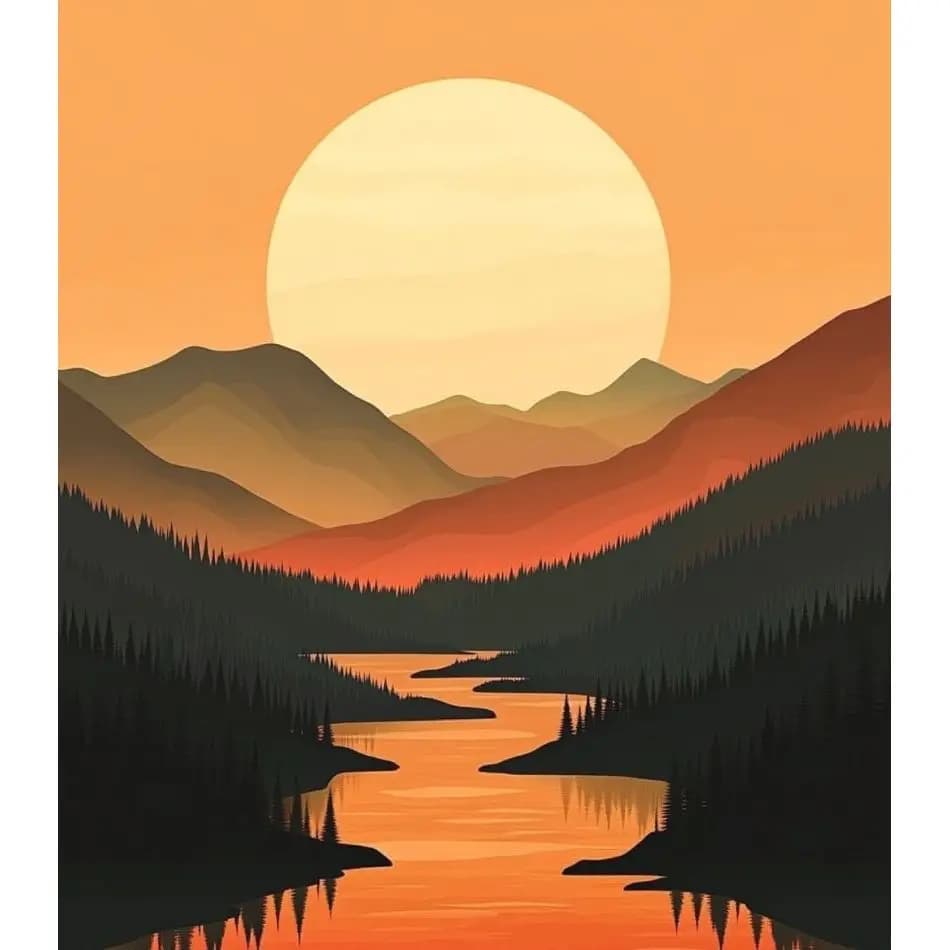 RUOPOTY Sunset In The Mountains 5d Diamond Painting For Adults Diamond Art Kits For Adults Landscape Full Round Paint With