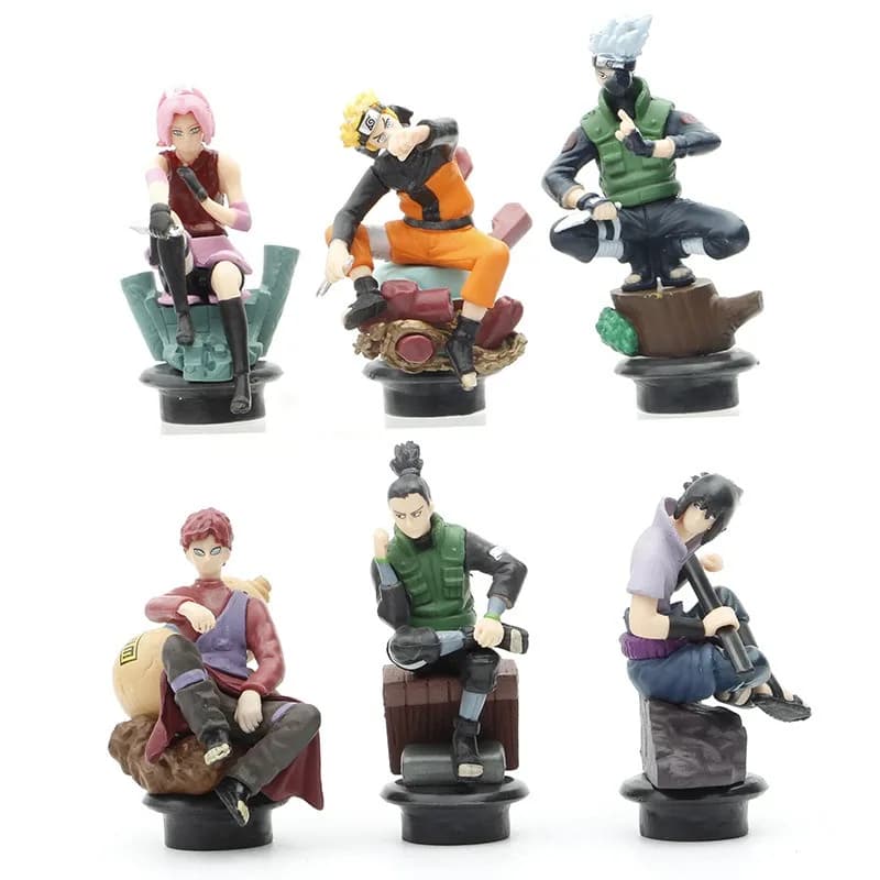 Set di 6 Action Figure in PVC di Personaggi Ninja Cartoon, Edizione Scacchi, Modellini da Esposizione Carini, Giocattoli Regalo