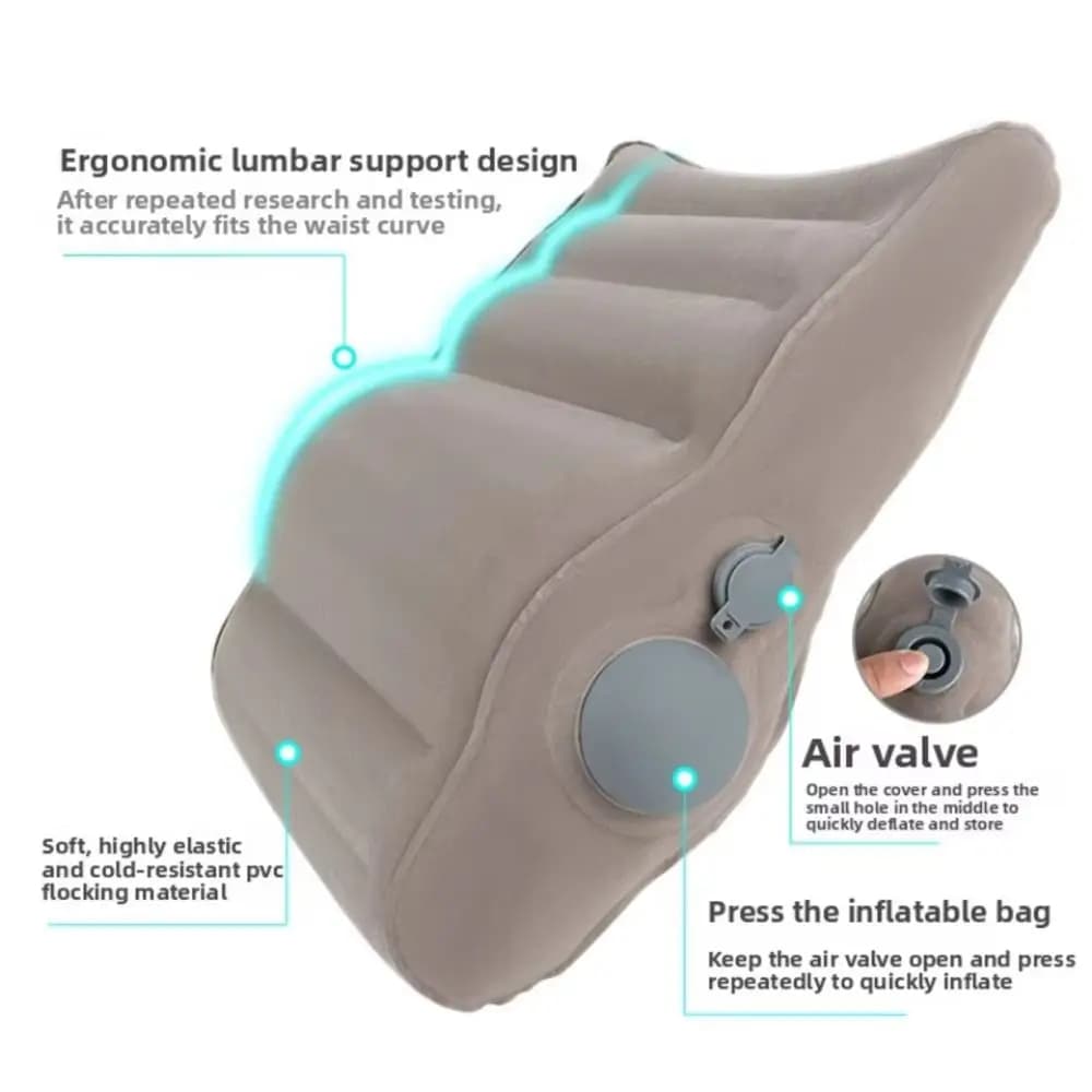 Press Type Inflatable Waist Pillow Portable Thickened Wedge Lumbar Cushion with Storage Bag Waist Protection