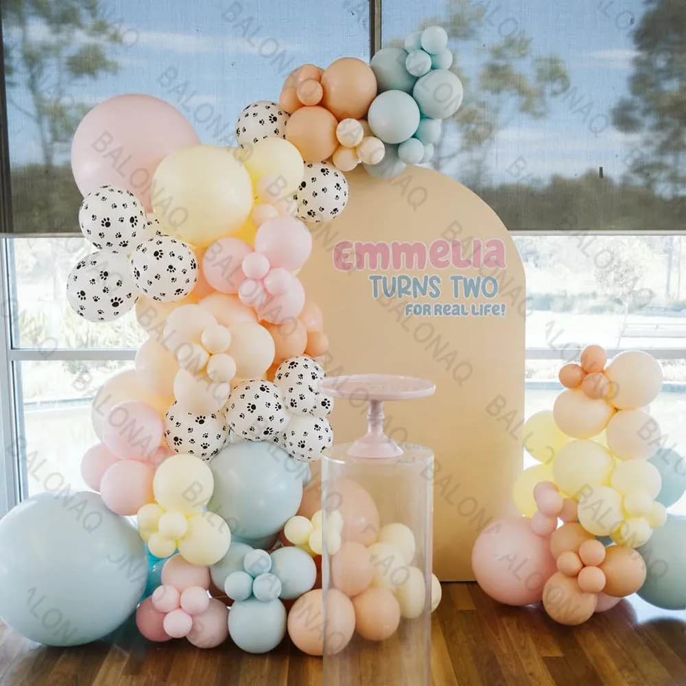 Set di 117 Palloncini in Lattice a Forma di Zampa di Cane, Arco di Palloncini Arancioni e Bianchi per Baby Shower, Compleanno, Battesimo