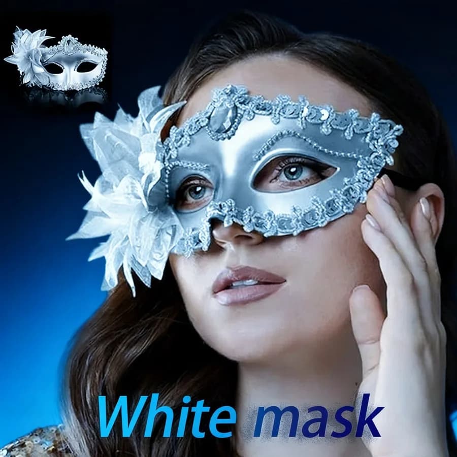 1 Piece Venetian Silver Mask for Women, Halloween Party and Cosplay Mask