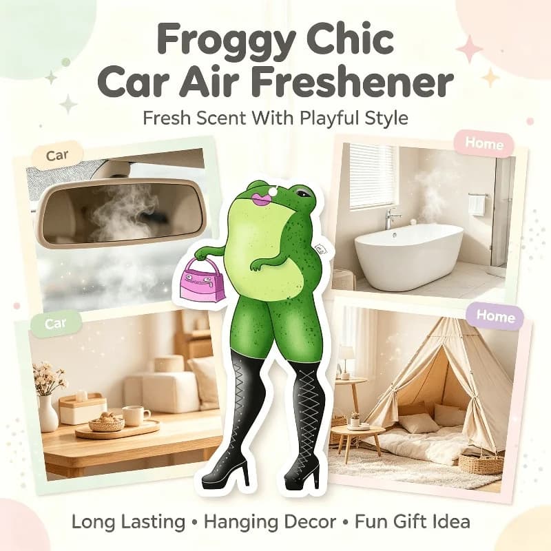 Car Air Freshener Stylish Fashion Frog Character Hanging Scent Card for Car Interior Decor Rearview Mirror Ornament Gift