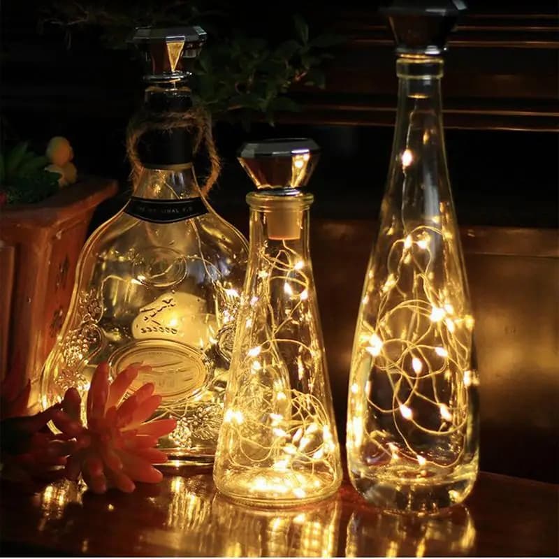 Luci per bottiglie 6X Fata String Light Lampada impermeabile ad energia solare Decorazioni per bottiglie di vino per le vacanze in giardino di nozze
